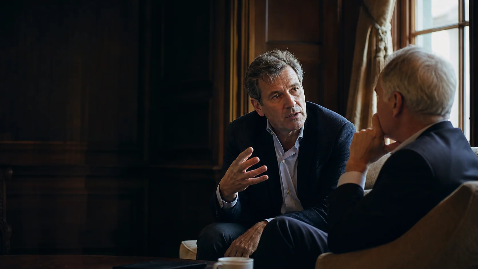 A chief executive in a candid decision conversation with an experienced independent adviser